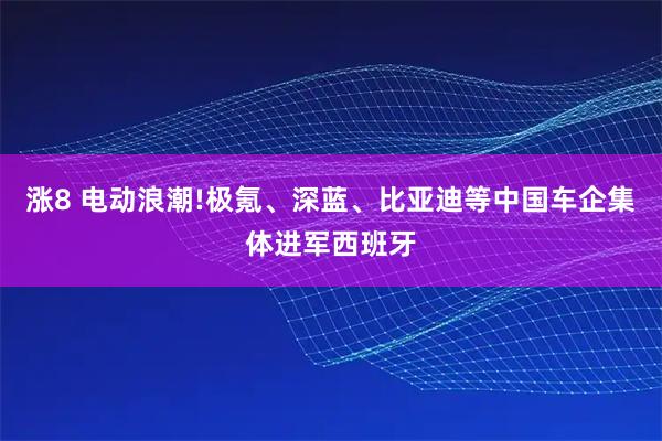 涨8 电动浪潮!极氪、深蓝、比亚迪等中国车企集体进军西班牙